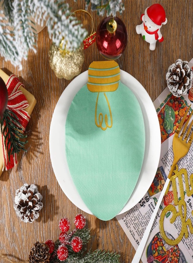 Whaline 60Pcs Christmas Light Paper Napkin Green Red Pink Disposable Dinner Napkin Boho Lunch Napkin for Xmas Winter Party Decor - Image 5